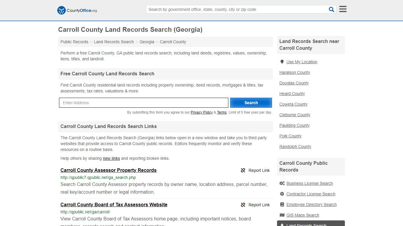 Land Records Search - Carroll County, GA (Deeds, GIS Maps ...