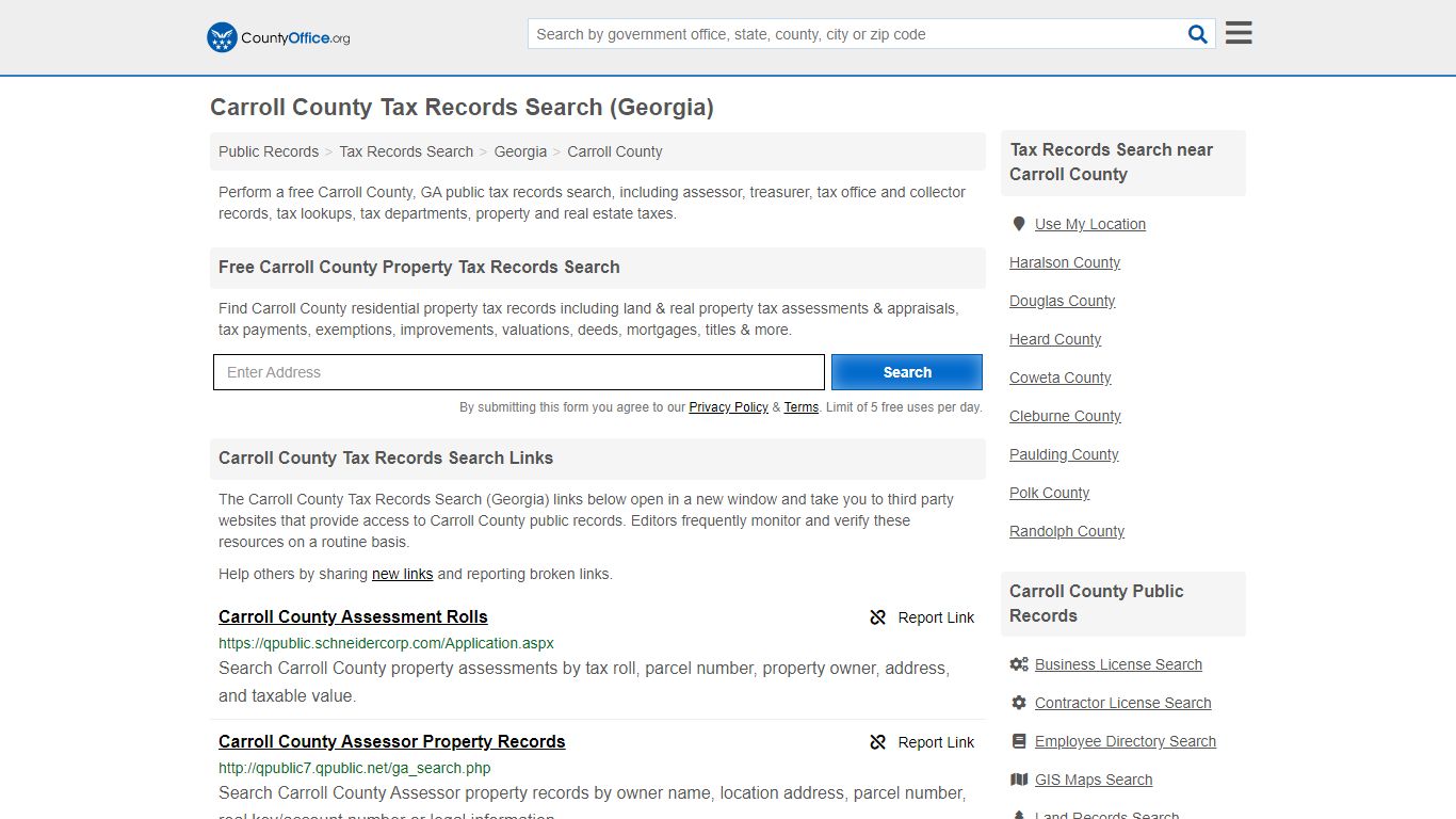 Tax Records Search - Carroll County, GA (Business ...
